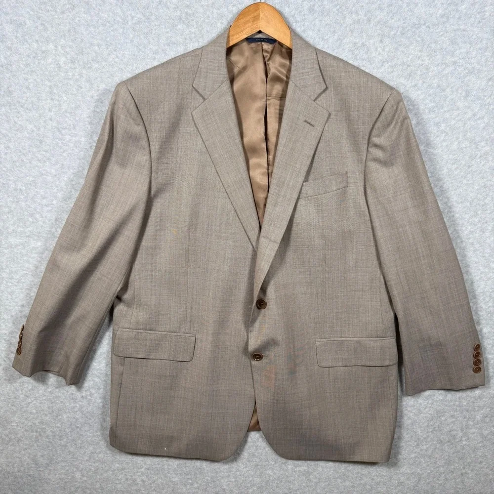 Brooks Brothers 1818 Madison Saxon Suit Tan Houndstooth 46R Made in USA *Read* - Picture 2 of 16